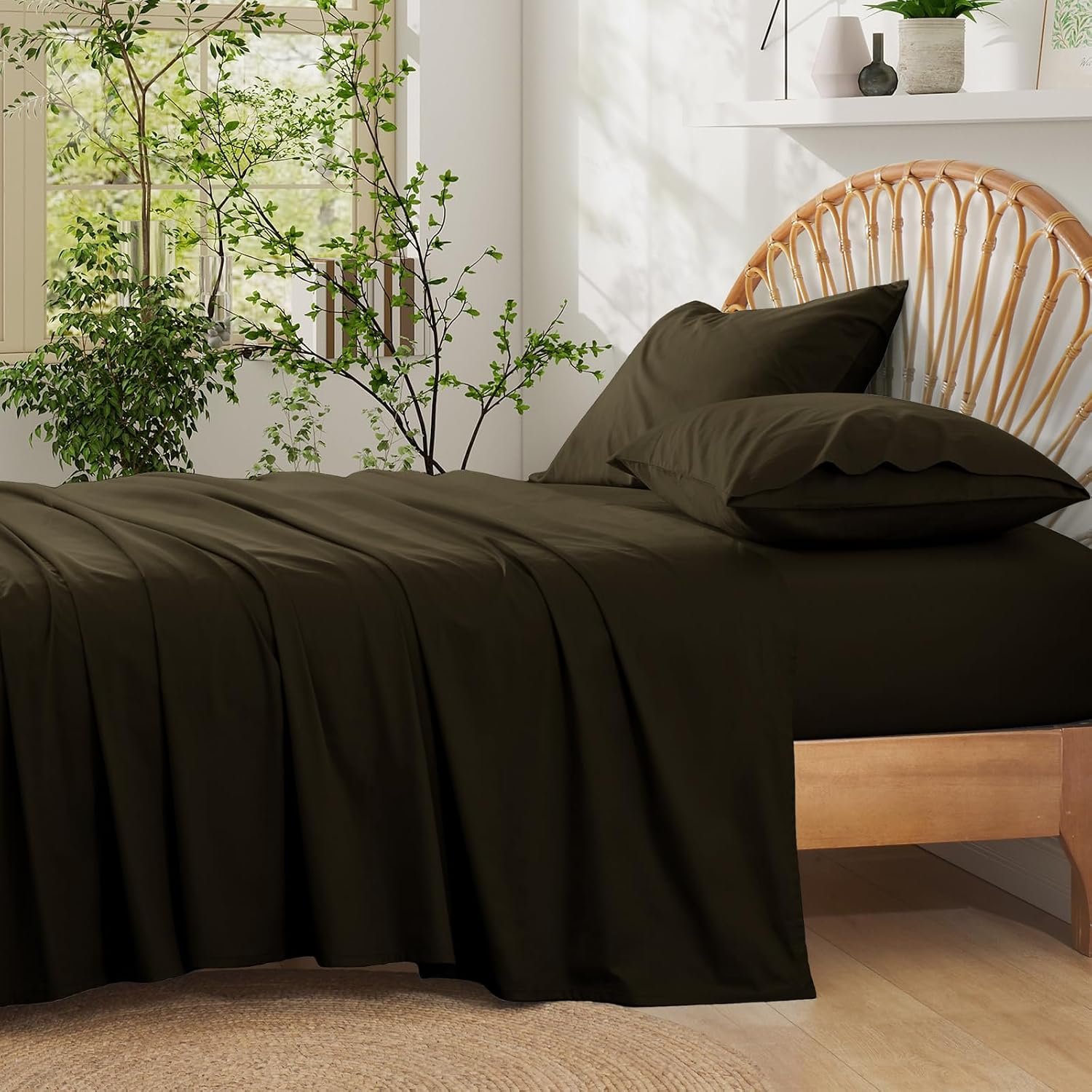 71WZyAWTgCL._AC_SL1500_.jpg Pure Cotton Sheet Set with Deep Pocket and Breathable Feel - Image 1