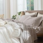 Washed Cotton Gingham Sheet Set with Deep Pocket