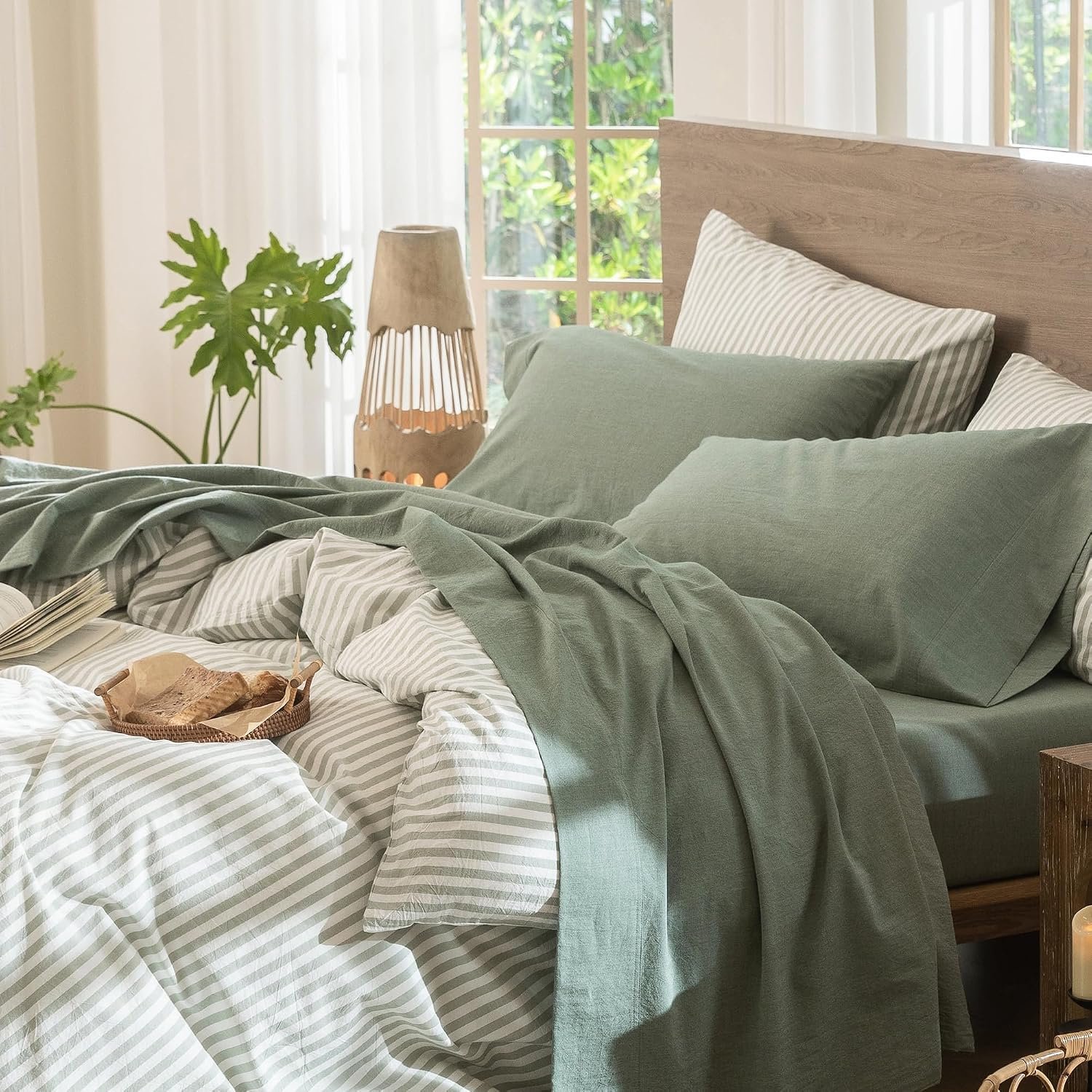 81Zr2MD7bIL._AC_SL1500_.jpg Washed Cotton Sheet Set with Linen Like Feel - Image 1