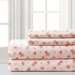 Microfiber Sheet Set with Rose Print and Full Elastic Fitted Sheet