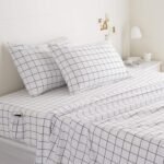 Microfiber Sheet Set with Grid Print and Elastic Side Pockets