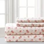 Microfiber Rose Print Sheet Set with Deep Pocket Fitted Sheet